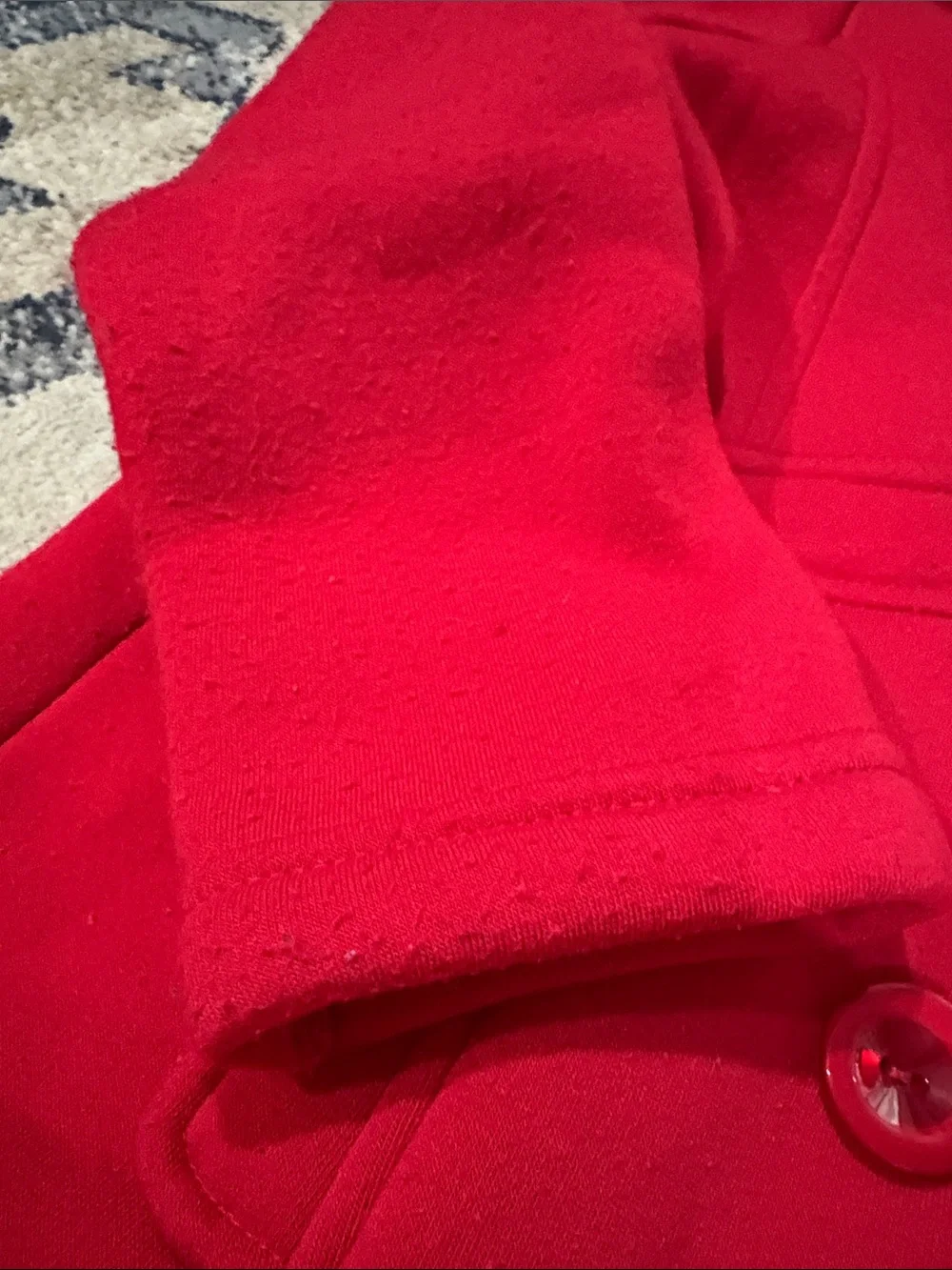Girls' Red Double-Breasted Peacoat Jacket